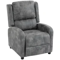 HOMCOM Sillón Relax Reclinable Manual Tapizado en Cuero Sintético Instalación Rápida Reposapiés Acolchado Grueso Gris(m-1)