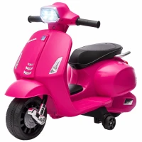 AIYAPLAY Elektro Motorrad Kinder Vespa 6V Elektromotorrad mit Stützrädern, Scheinwerfer, Hupe für 2-4 Jahre 71 x 37 x 52 cm Rosa(m-11)