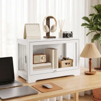 HOMCOM Vitrine für Sammlungen mit aufklappbarer Acryl-Tür für Dekorationsfiguren 59x30x40 cm Weiß(m-2)