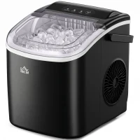 HOMCOM Eiswürfelmaschine Eiwürfelspender Eiwürfelbereiter, 29,4 cm x 22,2 cm x 29 cm, Schwarz(m-11)