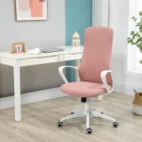 Vinsetto Scaun de birou ergonomic și tapițat, cu înălțime reglabilă și balansare, 62x56x110-119,5 cm, roz(m-2)