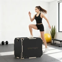 SPORTNOW Cutie Plyo In Lemn 3 In 1, Antiderapant Con Mânere Per Acasă Și Sală(m-8)