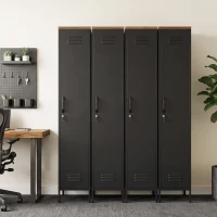 HOMCOM Metallschrank, Industrieller Kleiderschrank mit verstellbaren Böden für Schlafzimmer, Garage und Büro, Schwarz(m-8)