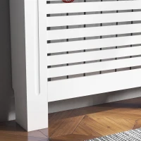 HOMCOM Acoperitor de Radiatoare cu Raft Portaoggetti, din Lemn, 152x19x81 cm, Alb(m-9)