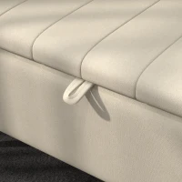 HOMCOM Sitzbank mit Stauraum Polsterbank mit Leinenoptik, Sitztruhe mit Stahlbeine 102 x 40 x 44 cm, Cremeweiß(m-9)