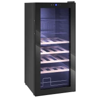 HOMCOM Răcitor de Vinuri de 92L cu Rafturi Ajustabile pentru 20 de Sticle și 50 de Doze, 43x45x94 cm, Negru(m-1)