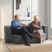 HOMCOM Schlafsofa, Bodensofa ohne Gestell mit dickem, hochdichtem Schaumstoff, breitem und tiefem Sitz, dunkelgrau(m-2)