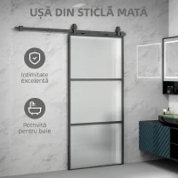 HOMCOM Ușă Glisantă Exterioară pentru Perete 91.4x203.2cm In Sticlă Mată Per Bucătărie(m-5)
