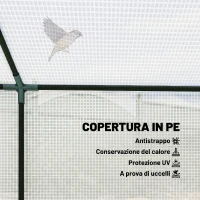 Outsunny Serra da Giardino a Casetta con Copertura in PE, Serra per Orto con Picchetti e Bordi Estesi per Piante e Fiori, 120x60x60cm, Bianco(m-4)