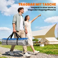 Outsunny Doppellagiges Instant-Pop-Up-Zelt mit Regenschutz, Outdoor Familienzelt für 4 Personen wasserdicht sechseckig 4 Jahreszeiten Kuppelzelt mit Bodenplane 2 Türen Moskitonetz Tragetasche Orange(m-6)