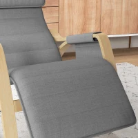HOMCOM Silla Mecedora con Reposapiés Ajustable en 5 Posiciones Bolsillo Lateral Reposabrazos de Madera Reposacabezas Gris(m-9)