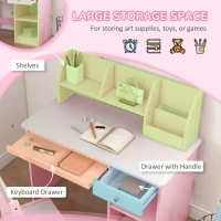 ZONEKIZ Escritorio y Silla para Niños con Almacenaje para Estudio Lectura y Juegos Mesa 90x45x90 cm y Silla 35x31,5x65 cm Rosa(m-4)