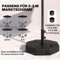 Outsunny parasolstandaard 40 kg parasolvoet voor parasol parasolstang 38 mm/48 mm met water of zand te vullen parasolvoet voor tuin terras Balkon Zwart Ø 60 x 36 H cm(m-4)