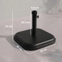 Outsunny 11kg Concrete Garden Parasol Base Holder, Square Outdoor Table Umbrella Stand Weight, Black(m-3)