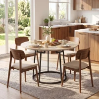 HOMCOM Table à Manger Ronde pour 4 à 6 Personnes, Ø 120 x 75 cm, Table de Cuisine avec Piétement Conique en Métal, Bois Naturel(m-8)