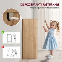 HOMCOM Dulap de Baie Economisitor de Spațiu cu 4 Sertare și Mânere Sculptate Stil Nordico, 29x29x83 cm, Lemn Natural(m-5)