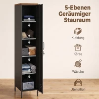 HOMCOM Metallschrank, Industrieller Kleiderschrank mit verstellbaren Böden für Schlafzimmer, Garage und Büro, Schwarz(m-6)