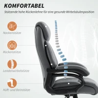 HOMCOM Chefsessel, 150 kg belastbarer Big and Tall Bürostuhl aus PU-Leder mit Federpolsterung, Anthrazitgrau(m-4)