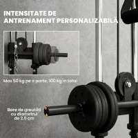 SPORTNOW Aparat Lat Machine Da Perete Con Scripete Regolabili, Încărcare Greutăți Reglabil(m-6)