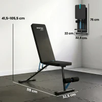 SPORTNOW Hantelbank verstellbar Trainingsbank mit Beinstrecker 7-Fach Rückenlehne, verstellbar Polster 300 kg Last(m-3)