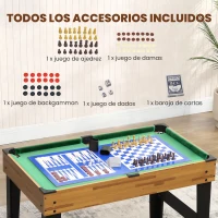 SPORTNOW Mesa Multijuegos 13 en 1 con Futbolín Billar Ping-pong Hockey Ajedrez Damas Backgammon y Accesorios(m-8)