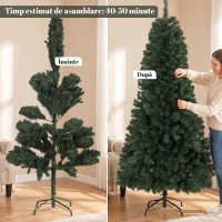 HOMCOM Brad de Crăciun Artificial 200 cm cu 1000 Ramuri și Bază Pliabilă, Verde(m-7)