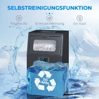 HOMCOM Kommerzielle 30 kg/24H Freistehender Eiswürfelmaschine mit 4 kg Speicher, Selbstreinigung, Timer Stahl Schwarz(m-7)