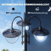 Outsunny Zonneverlichting met bloempotvoet tuinlamp 3-kops lamp waterdicht(m-6)