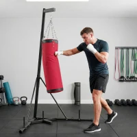 SPORTNOW Boxsackständer 185-231cm Höhenverstellbar Freistehender Boxsackhalter mit Boxsack Dreiecksbasis Gewichtenhalter(m-2)