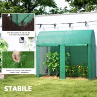 Outsunny Serra da Giardino da 2 m², 2 Porte Avvolgibili, Copertura in PE 140g/m² Anti-UV, 2x1x1.78m, Verde(m-7)