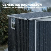 Outsunny Gartenlagerschuppen, Werkzeugschuppen für Gartengeräte, Fenster, Lüftungsöffnungen, abschließbar, Stahl, Dunkelgrau(m-7)