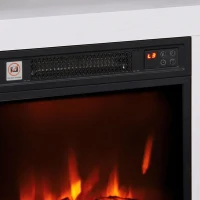 HOMCOM Chimenea Eléctrica 1800 W, Efecto Llama con 3 Niveles de Luminosidad, Chimenea Falsa con Repisa, Efecto Madera Blanco(m-8)