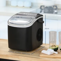 HOMCOM Eiswürfelmaschine Eiwürfelspender Eiwürfelbereiter, 29,4 cm x 22,2 cm x 29 cm, Schwarz(m-3)