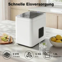 HOMCOM Tisch-Eismaschine Selbstreinigend Kompakter Eisbereiter mit Schaufel und Korb Weiß(m-4)