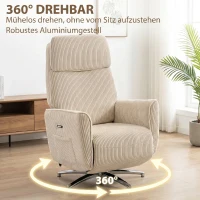 HOMCOM Relaxsessel Elektrisch Verstellbar Fernsessel mit Liegefunktion, 2 Motoren Drehbar TV Sessel mit USB-Anschluss(m-6)