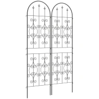 Outsunny Lot de 2 Supports pour Plantes Grimpantes, Treillis de Jardin, pour Légumes, Vignes, Fleurs, en Métal, 50 x 180 cm, Noir(m-1)
