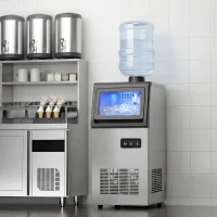 HOMCOM Professionele ijsmachine, 36 kg/24 uur, roestvrij staal, onderbouw of vrijstaand, zilver(m-9)