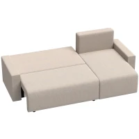 HOMCOM Ecksofa mit Schlaffunktion und umkehrbarer Chaiselongue, L-förmiges 3-Sitzer Sofa aus Veloursbezug, Beige(m-1)