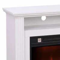 HOMCOM Cheminée Électrique 1800 W, Effet Flamme à 3 Niveaux de Luminosité, Fausse Cheminée avec Manteau, Effet Bois Blanc(m-9)