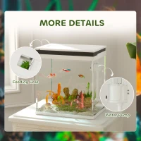 PawHut 14L Glass Fish Tank With Filter System, LED Lights, Water Pump, White(m-9)