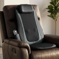 HOMCOM Scaun de Masaj cu Încălzire, Shiatsu și Frământare pentru Spate, Vibrație pentru Șolduri și Coapse, Negru(m-9)