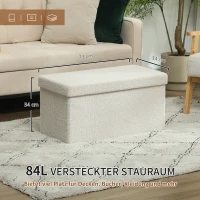 HOMCOM Opbergkruk, Gestoffeerde Bank met Opbergruimte en Deksel voor Woonkamer, Slaapkamer, Gang, Crèmewit(m-4)