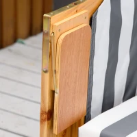 Outsunny Strandkorb mit Fußstützen, Klapptisch und Nackenrollen, Outdoormöbel, Natur + Grau + Weiß(m-8)