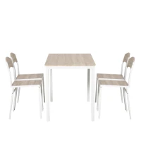 HOMCOM Set Masă de Prânz din 5 Piese cu 1 Masă Dreptunghiulară și 4 Scaune, 100x63x76,5 cm, Gri și Alb(m-25)