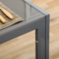 HOMCOM Ensemble table à manger avec 4 chaises, table de cuisine avec chaises en cuir synthétique, 120 x 70 x 75 cm, gris(m-11)