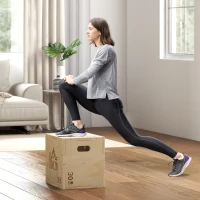 HOMCOM Plyo Box din Lemn cu 3 Înălțimi, Jumping Box Pliometric, Capacitate 120 Kg, 40,5 x 35,5 x 30,5 Cm(m-10)