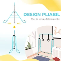 HOMCOM Bară Gimnastică Artistică pentru Copii Reglabilă pe Înălțime cu 2 Inele, din Oțel, Verde Deschis(m-6)