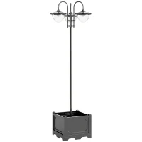 Outsunny Zonneverlichting met bloempotvoet tuinlamp 3-kops lamp waterdicht(m-1)
