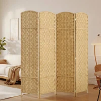 HOMCOM Paravan 4 Panouri Pliabile Per Interni Împletit 180x180cm(m-10)