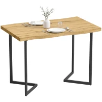 HOMCOM Masă de Dining pentru 2 Persoane cu Blat Gros Picioare Metalice Stil Modern 110x67x75,5 cm Stejar(m-8)